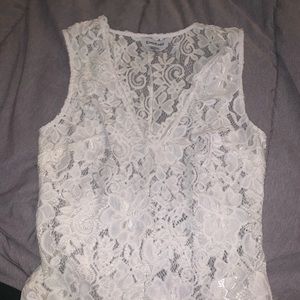 Bebe white lace sleeveless bodysuit